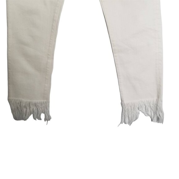 3x1 Bianca Women's Cropped White Fringe Straight Leg 100% Cotton Jeans 2… - Picture 6 of 11